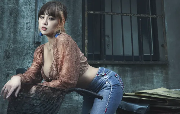 Picture girl, background, Asian