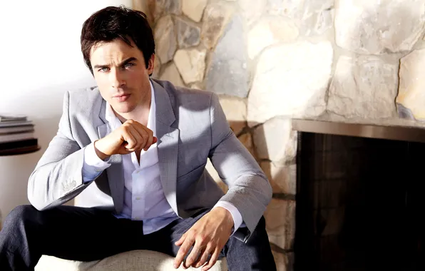 Picture look, face, chair, costume, actor, male, Ian Somerhalder, brunette
