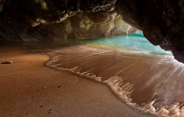 Sand, sea, beach, water, rocks, the grotto