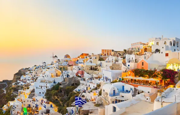 Sea, landscape, nature, home, Santorini, Greece