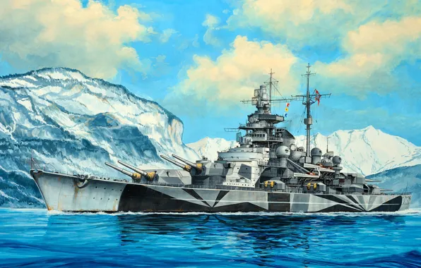 Picture Tirpitz, Tirpitz, Kriegsmarine, heavy artillery plumbtree, the second type of battleship "Bismarck»