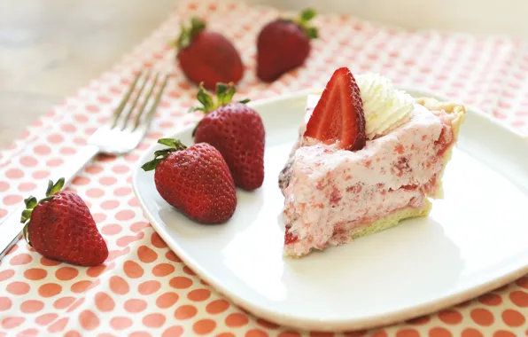Strawberry, plate, cake, plug