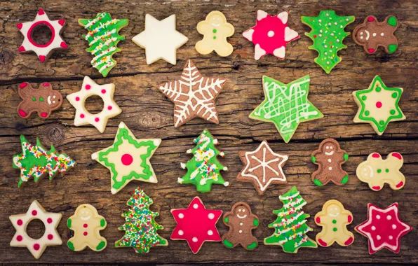 Picture New Year, cookies, Christmas, wood, Merry Christmas, Xmas, glaze, cookies