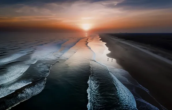 Picture sea, shore, sunset