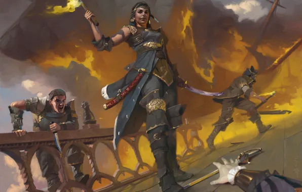Wallpaper fire, deck, Magic The Gathering, Ixalan, Angraths Marauders ...