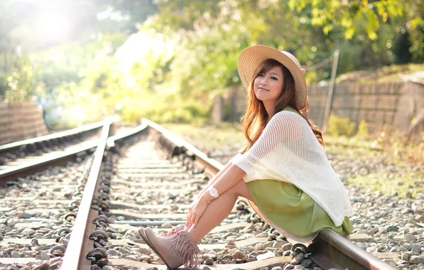 Girl, railroad, Asian