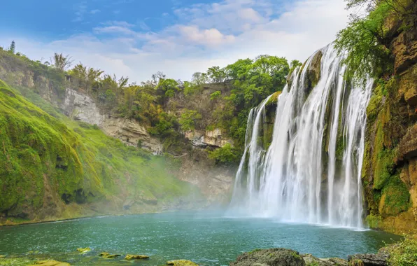 Picture landscape, river, rocks, waterfall, summer, river, landscape, beautiful