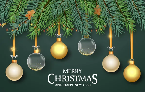 Picture balls, background, balls, Christmas, New year, spruce branches