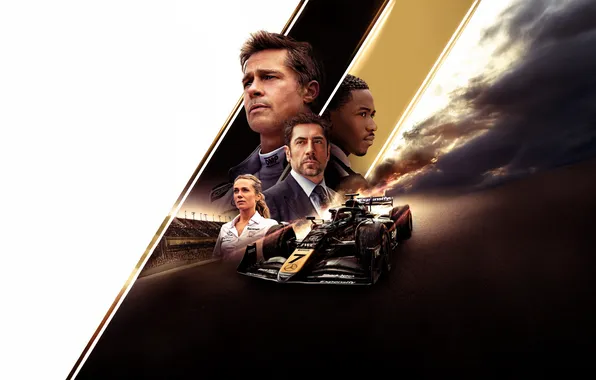 Sport, race, Formula 1, Brad Pitt, Brad Pitt, poster, characters, Javier Bardem
