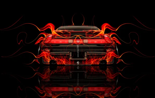 Picture Black, Fire, Style, Wallpaper, Background, Honda, Orange, Honda