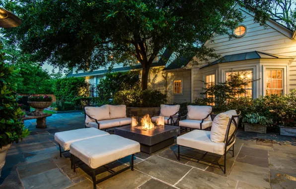 Picture furniture, Villa, the evening, hearth, terrace