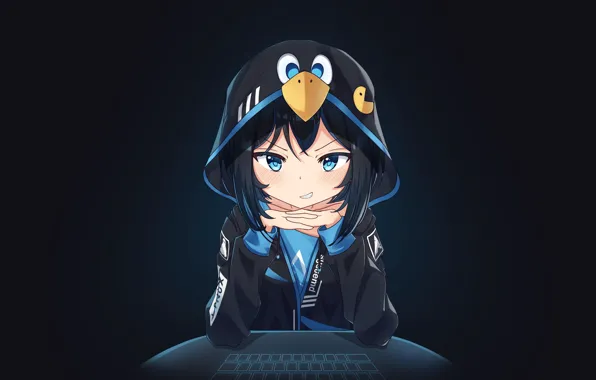 The dark background, anime, Linux, anime, Arch Linux, anime girls, dark background, anime girls