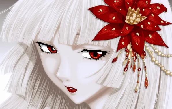 Picture look, girl, flowers, long hair