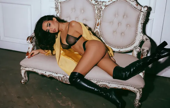Look, sexy, pose, yellow, model, body, panties, boots