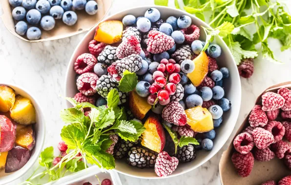 Berries, bowl, fruit, different, frozen