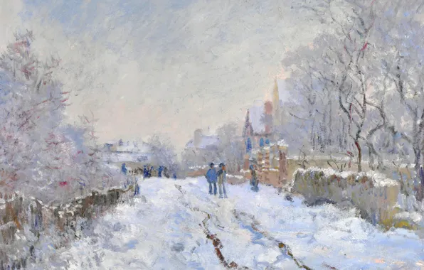 Winter, landscape, picture, Claude Monet, Snow Scene at Argenteuil