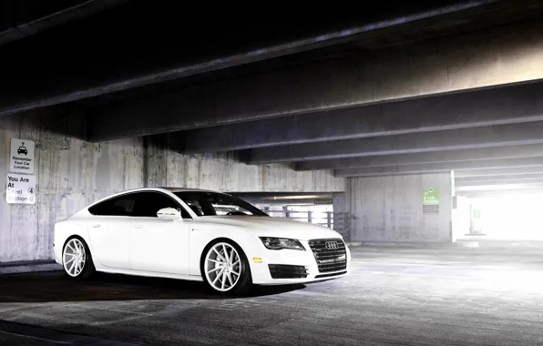 Audi, Audi, white, wheels, vossen, frontside