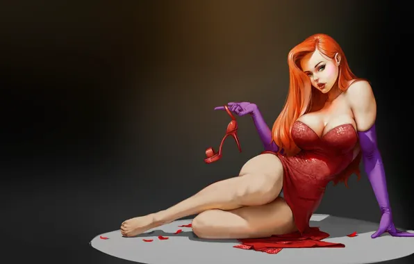 Girl, scene, art, slipper, Jessica Rabbit, Jessica Rabbit, Roger Rabbit
