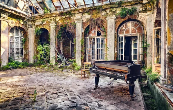 Music, background, piano, yard