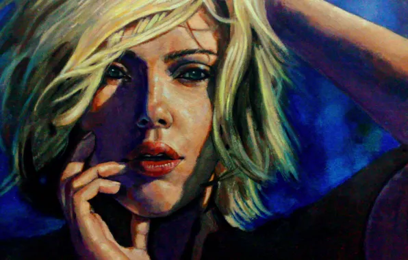 Girl, face, actress, Scarlett Johansson, art, beauty