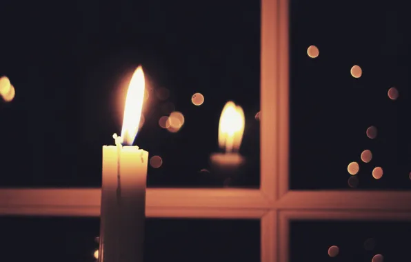 Picture house, candle, window