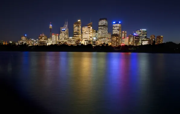Night, Australia, Sydney, night, Australia, Sydney, Downtown Skyline