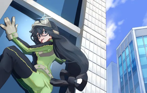 Girl, the city, the building, Boku no Hero Academy, My hero Academy, Asui Tsu