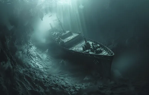 Ship, Digital art, Sunken, AI art, The Art of Artificial Intelligence, Neural network, The Bermuda …
