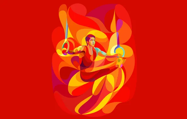 Picture gymnastics, ring, athlete, gymnast, low poly