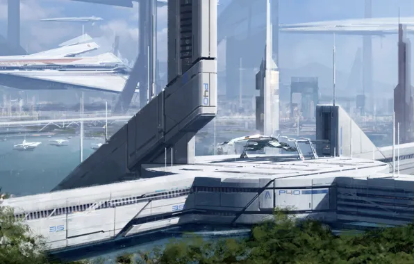 Ship, planet, station, Normandy, Mass Effect 3, fantastic. future. space