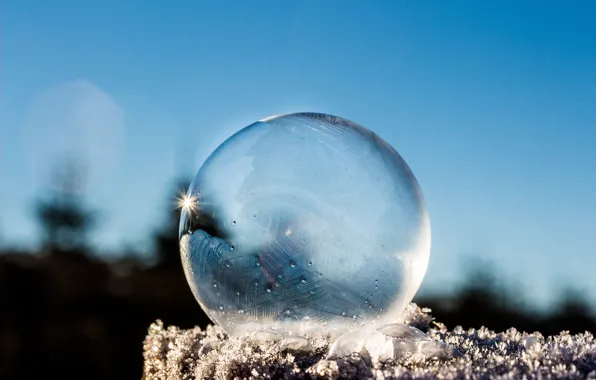 Picture ice, sky, photography, winter, snow, macro, bokeh, reflection