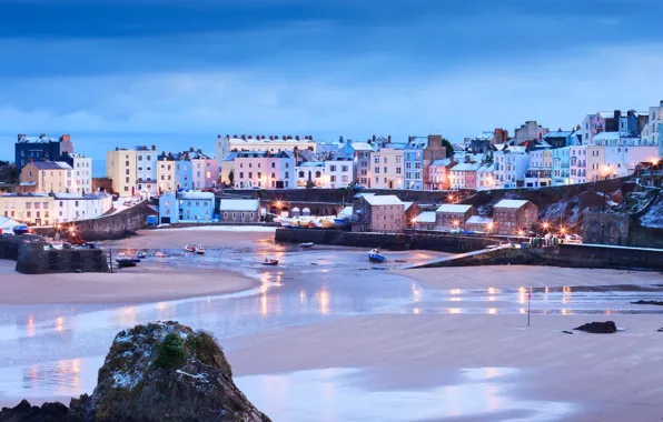 Winter, home, harbour, Wales, Tenby