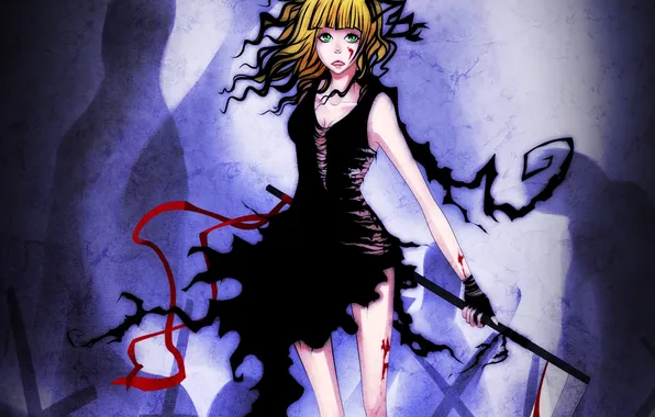 Girl, weapons, blood, surprise, cemetery, braid, art, naimane