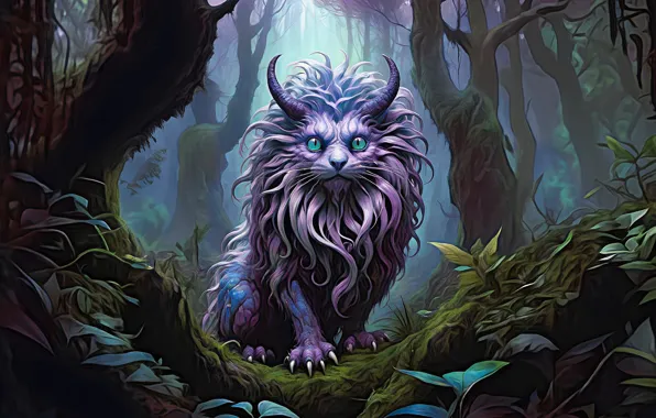 Forest, being, fantastic animal, AI art, neural network