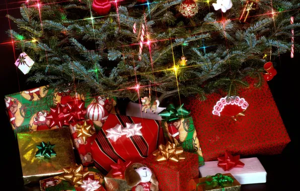Toys, tree, new year, Christmas