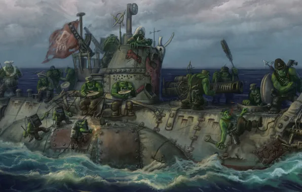 Submarine, Warhammer 40000, warhammer, Orc, orcs submarine