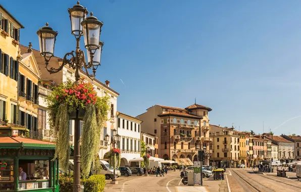 Flowers, home, area, Italy, lantern, Padova