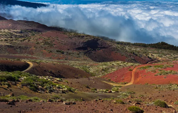 Picture road, clouds, mountains, Spain, Canary Islands, Santa Cruz de Tenerife