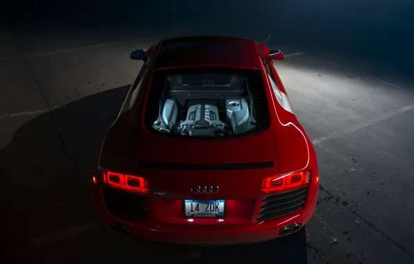 Picture Audi, Red, Supercar, Rear, Ligth, Motor