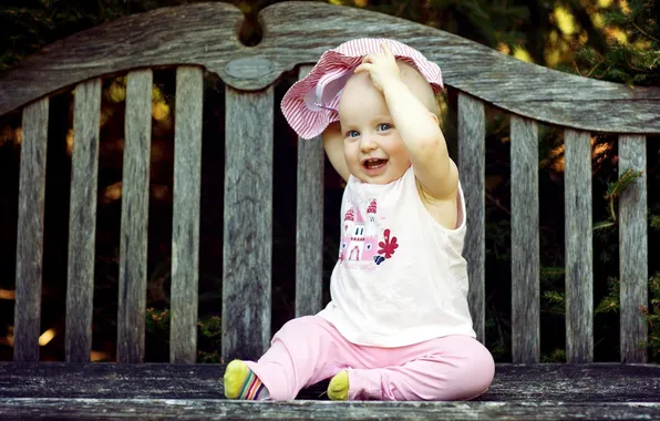 Look, bench, smile, child, baby, teeth, child, Panama