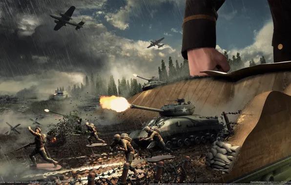 Picture war, battle, soldiers, General, tanks, aircraft, game wallpapers, Panzer General Online