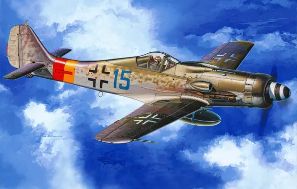 Picture the sky, Figure, the plane, as it was called in the Luftwaffe, or &ampquot;Dora-9&ampquot;, Focke-Wulf …