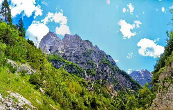 Picture the sky, landscape, mountains, nature, rock, Slovenia, Bovec