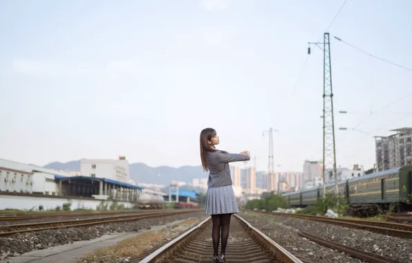 Beautiful, Asian, Model, Woman, Track, Pretty, Outdoor, Uniform