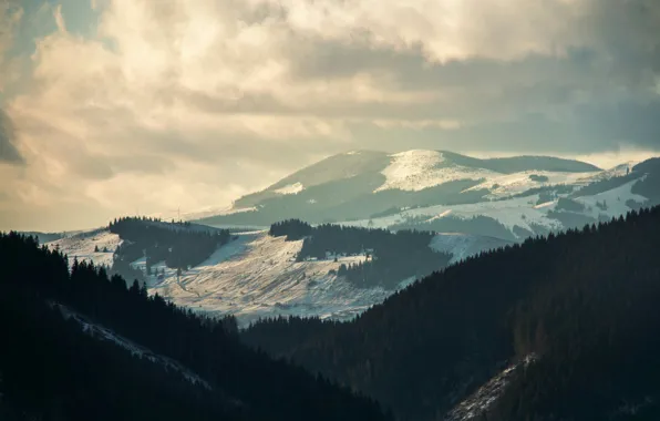 Winter, snow, mountains, Alps