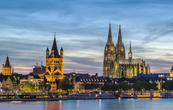 Picture city, cathedral, germany, german, historical, dom, cologne, rhine