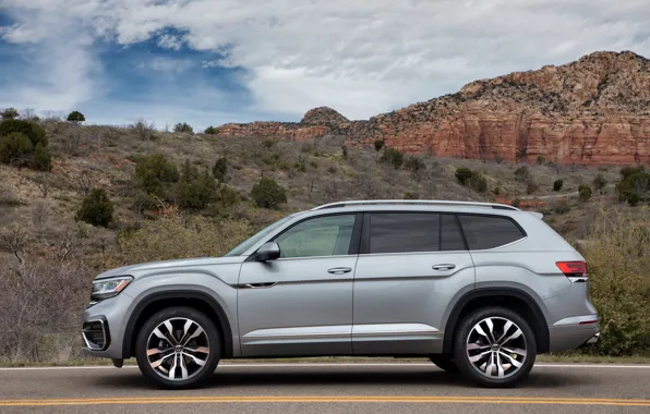 Picture Volkswagen, SUV, in profile, Atlas, 2020, gray-silver