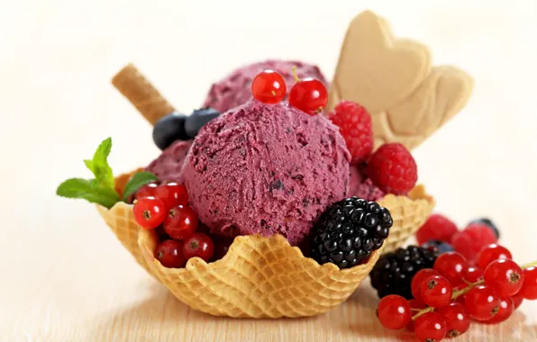Picture the sweetness, food, berry, ice cream, dessert, currants, BlackBerry, dessert