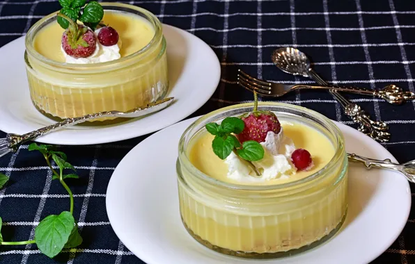Berries, lemon, lemon, cream, dessert, sweet, dessert