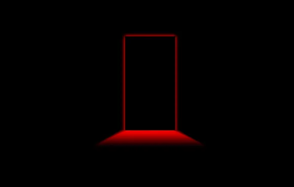 Picture Minimalism, Red, Black Style, Black Background, Minimalism, The Door To The Red Room